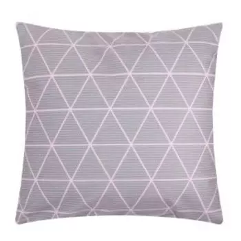 Наволочка декоративная Этель Геометрия, 40х40 см, велюр, полиэстер 190г/м2, серый\розовый