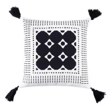 Наволочка декоративная Этель Марокко Вид 4, 40х40 см, белый/черный, рогожка