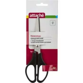 Ножницы Attache, 169 мм, пластиковые ручки, черный