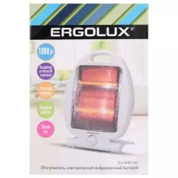 Обогреватель инфракрасный Ergolux ELX-QH01-C01, 500/1000 Вт, кварцевый, белый