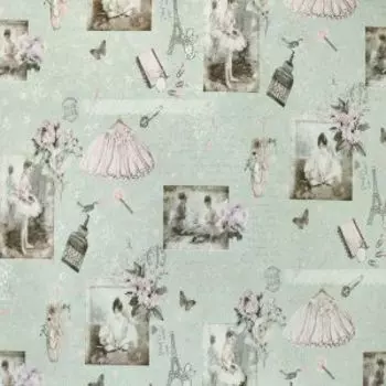 Обои Elysium Балет мотив, горячее тиснение на флизелиновой основе, зеленый, 1,06х10,05 м