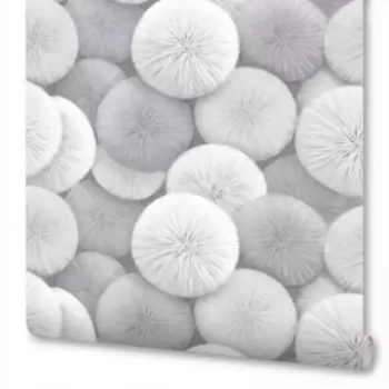 Обои WallSecret Pompon, горячее тиснение на флизелиновой основе, серый, 1.06х10 м