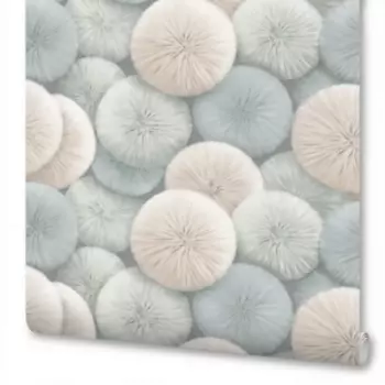 Обои WallSecret Pompon, горячее тиснение на флизелиновой основе, голубой, 1.06х10 м