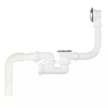 Обвязка для ванны с выпуском и переливом с гибкой трубой