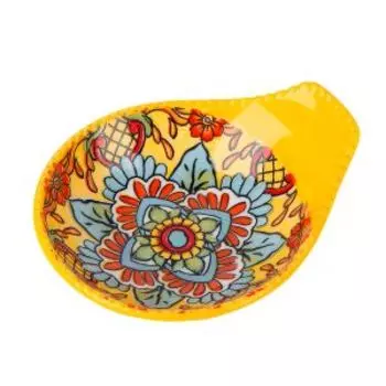 Оливница с ручкой Nouvelle Home Arabesque, 12х10х3 см, фарфор, желтый