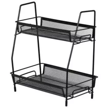 Органайзер для хранения Домовой, 31x17х33 см, двухуровневый, мелкая сетка, металл, черный