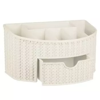 органайзер для мелочей IDEA Вязание с ящиком белый ротанг