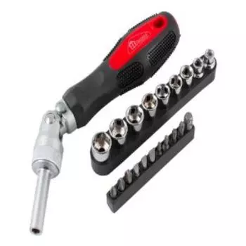 Отвертка реверсивно-рычажная с насадками Hobbi, 20 предметов