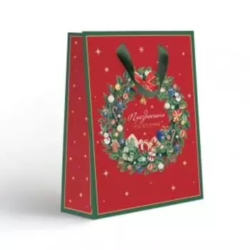 Пакет подарочный NY, 32.4х44.5х10.2 см, в ассортименте