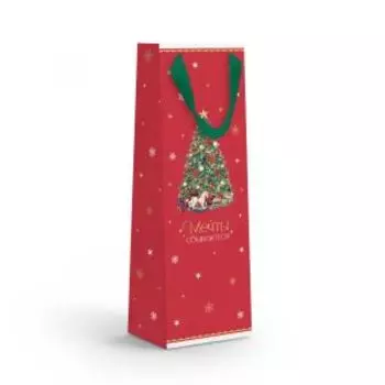 Пакет подарочный под бутылку NY Крафт, 12х38х10 см, в ассортименте