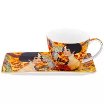 Пара чайная Дама с веером, 250 мл, фарфор