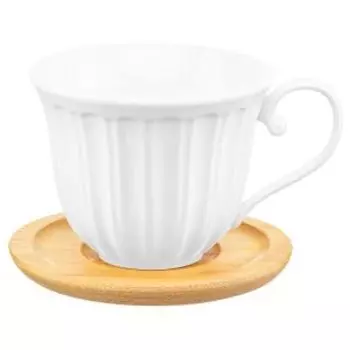 Пара чайная Elan Gallery Ампир, 300 мл, фарфор/бамбук