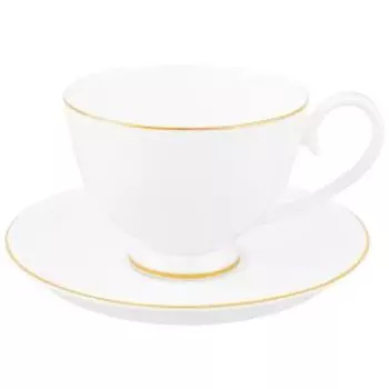 Пара чайная Elan Gallery Белая с золотом, 300 мл, фарфор