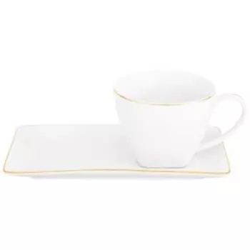 Пара чайная Elan Gallery Белая с золотом, 250 мл, фарфор