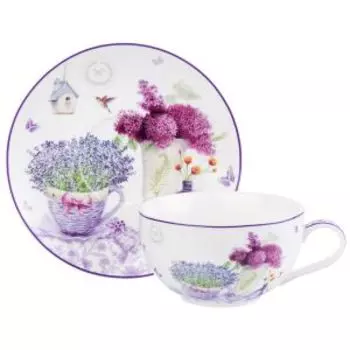 Пара чайная Elan Gallery Лаванда, 350 мл, фарфор
