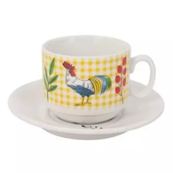 Пара чайная Клетка, 220 мл, фарфор