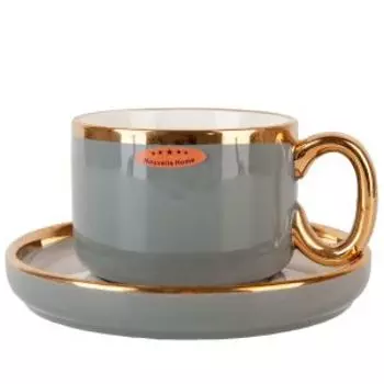 пара чайная NOUVELLE HOME Royal line Gray 200 мл, фарфор