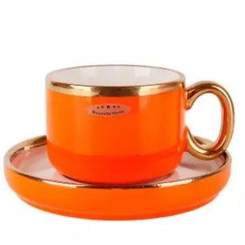 пара чайная NOUVELLE HOME Royal line Orange 200 мл, фарфор