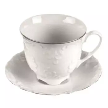 Пара чайная Рококо Отводка платиной, 250 мл, фарфор