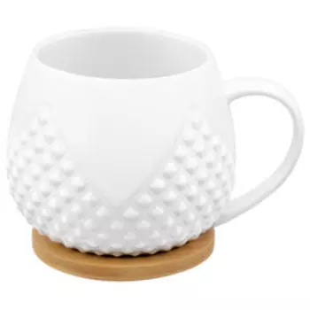 Пара чайная Ромбики, 400 мл, фарфор/ дерево