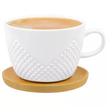 Пара чайная Ромбики, 500 мл, фарфор/дерево