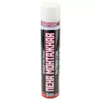 Пена монтажная Ударник всесезонная бытовая, 500 г, выход до 35 л