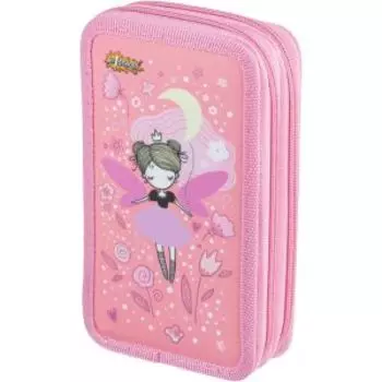 Пенал №1 School Фея, 2 отделения, ткань, 190х110 мм, розовый