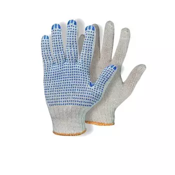 Перчатки хлопчатобумажные, 5 нитей, 10 класс, с ПВХ точками, белые