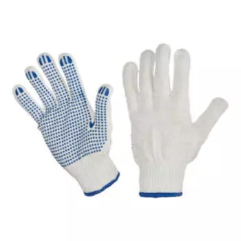 Перчатки хлопчатобумажные с ПВХ покрытием, 7 класс, белые, 5 пар