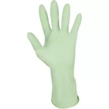 перчатки РЫЖИЙ КОТ латексные с хлопковым напылением, зеленые, размер M