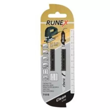 Пилки для лобзика Runex Т101В по древесине, ДСП, пластмассе, 10 з/д, 100x75 мм, 2 шт