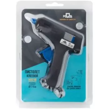 пистолет клеевой MOS д. 7 мм, 20Вт ( 5Вт в режиме ожидания ), б/стержней, дл. провода 1м, б/защ.кожуха,подставка