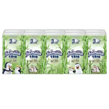 Платки бумажные Familia Trio Natural, 3 слоя, 10 шт