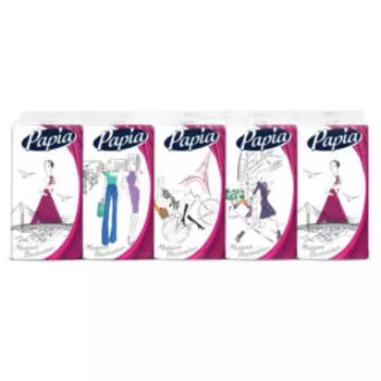 Платки бумажные Papia классические, 4 слоя, 10 шт
