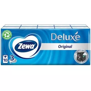 Платки бумажные Zewa Делюкс, 3 слоя, 10 упаковок