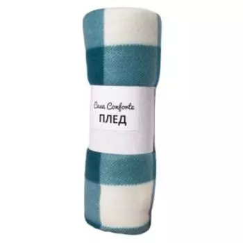 Плед Casa Conforte London, 130x170 см, флис, клетка, бирюзовый