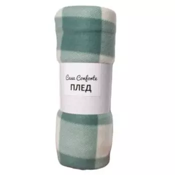 Плед Casa Conforte London, 130x170 см, флис, клетка, зеленый