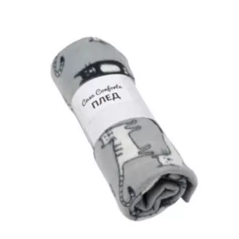 Плед Casa Conforte London Cats Grey, 120x150 см, флис, полиэстер