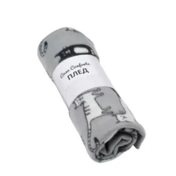 Плед Casa Conforte London Cats Grey, 150х200 см, флис, полиэстер