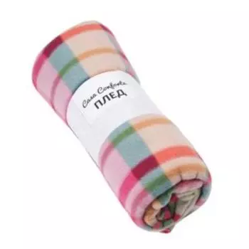 Плед Casa Conforte London, Ягодная клетка, 130x170 см, флис, полиэстер, розовый