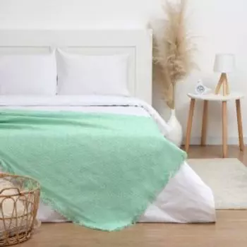 Плед Этель Home, 130х180 см, жаккард, хлопок/полиэстер, зеленый