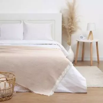 Плед Этель Waffle, 130х180 см, вафельное полотно, хлопок/полиэстер, бежевый