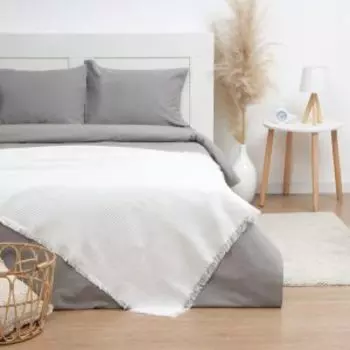 Плед Этель Waffle, 130х180 см, вафельное полотно, хлопок/полиэстер, молочный