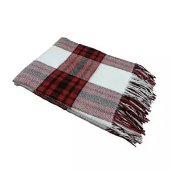 Плед шерстяной Поморье, 140х200 см, шерсть/полиэстер/пан, красно-серый