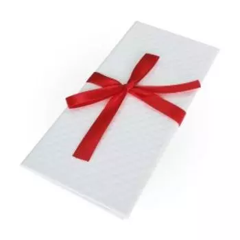 Подарочный конверт для денег с бантом, тиснение ромб, 17.2х8.3 см, белый