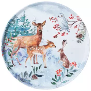 Поднос Agness Зимняя сказка, 33 см, металл