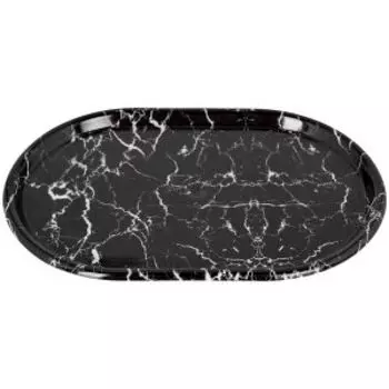 Поднос овальный, 36х22х2 см, пластик, черный мрамор