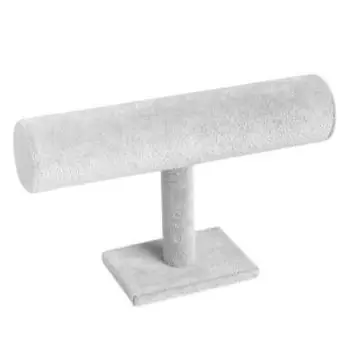 Подставка для часов, браслетов, цепочек, 23.5х7х14 см, флок, серая