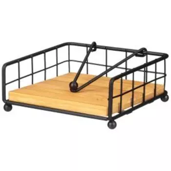 подставка для салфеток AGNESS 12,5х12,5х5 см, сталь/бамбук