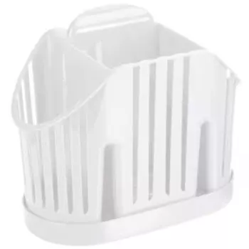 Подставка для столовых приборов Idea, 3-хсекционная, пластик, белая